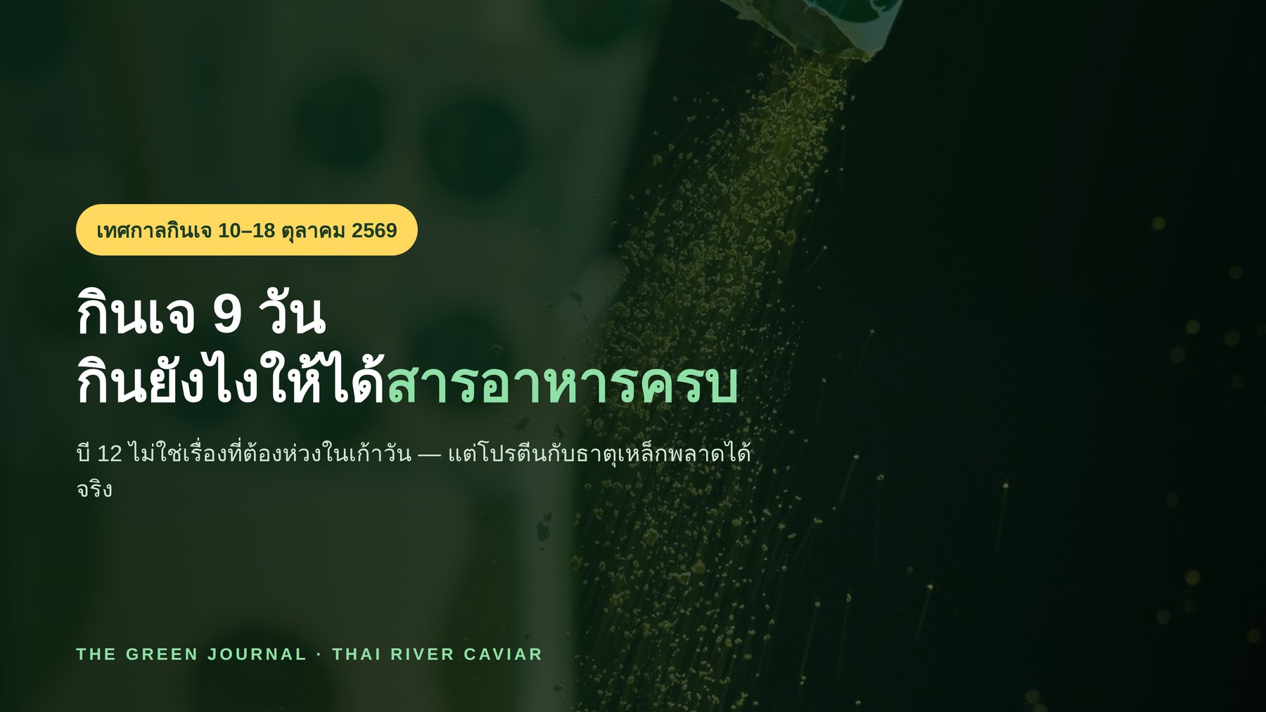 กินเจ 2569 (10–18 ต.ค.) กินยังไงให้ได้สารอาหารครบ — โปรตีน ธาตุเหล็ก และวิตามินบี 12